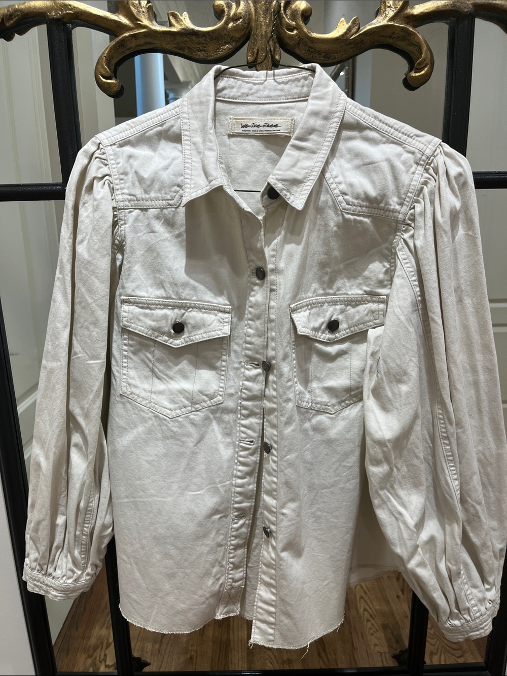 We The Free Cream Button-Front Utility Shirt Jacket